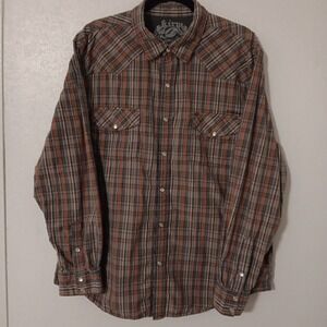 Kirra Men's Button-up Western Shirt  Sz‎ XL  Pearl Snaps Double Pockets  Long...
